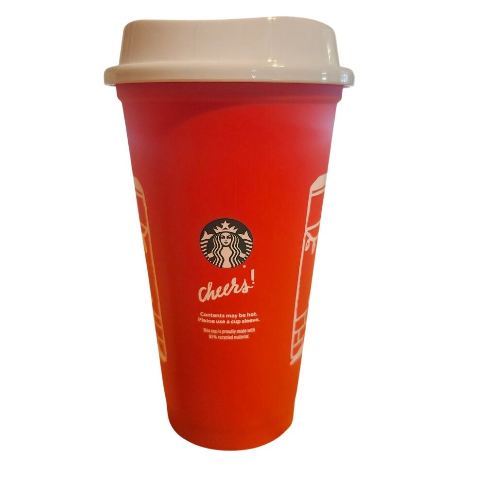 Starbucks 2025 Limited Edition Reusable Red Cup 12 oz Hot Cold With Lid New - Picture 2 of 5